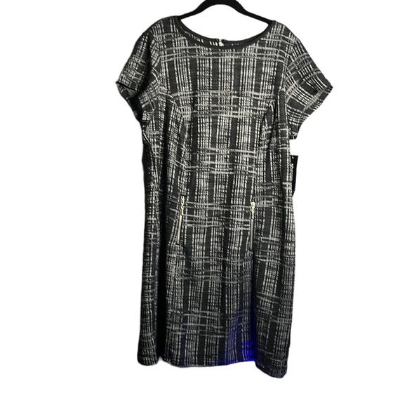 Sharagano Short Sleeve Black and White Tweed Dress Size 14W - Picture 1 of 9